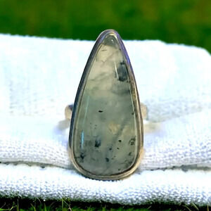 Sterling Silver Moss Agate Ring (6.5)